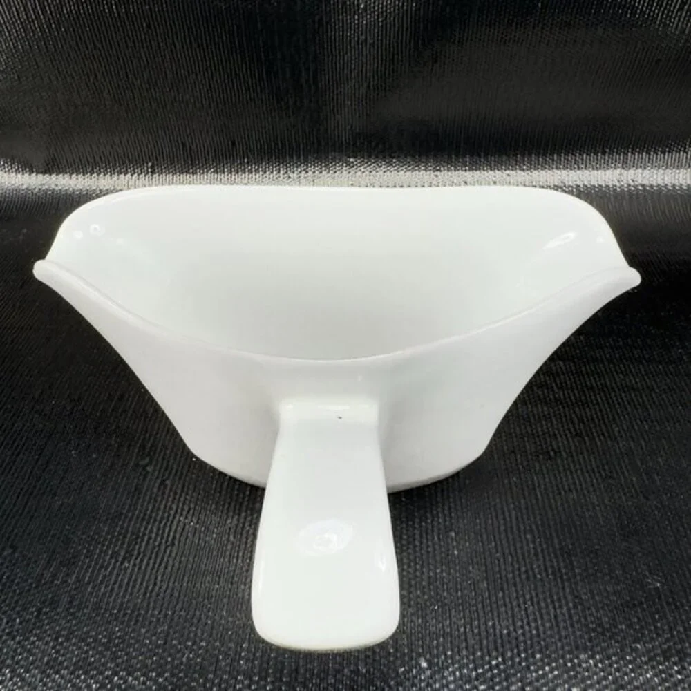 Vintage Frankoma‎ Double Sided Gravy Boat White Pottery Stoneware Container VTG